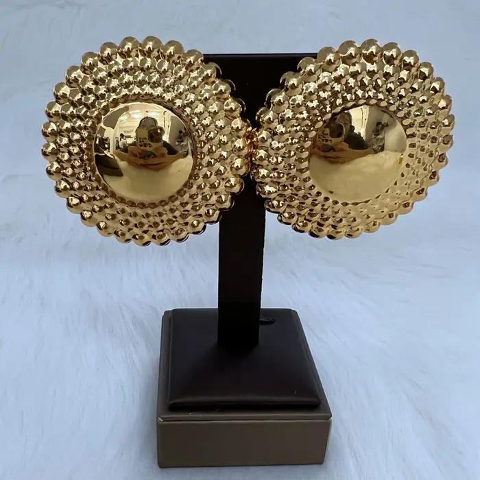 Parure de bijoux de Dubaï pour femme, collier et boucles d'oreilles à perles rondes, plaqué or, idéa
