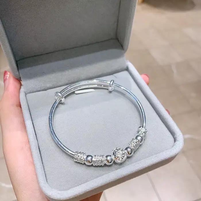 Bracelets à breloques en argent Sterling 925 pour femmes, bijoux fins de luxe originaux réglables en perles porte-bonheur, pour fête de mariage