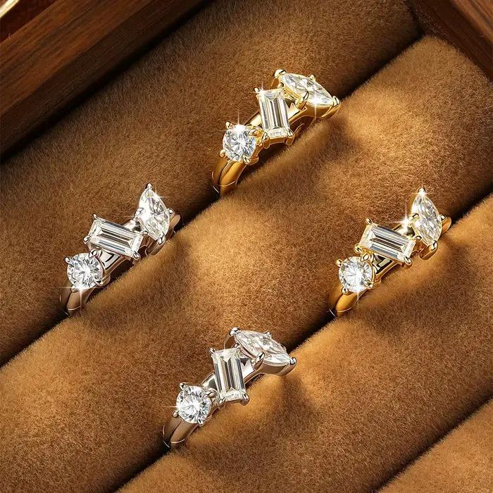 Boucles d'oreilles en forme de marquise/rectangulaires/rondes en moissanite