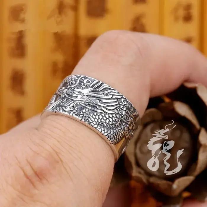 Anneau Pan Dragon en argent plaqué bague de cocktail classique rétro pour hommes occasions formelles banquets