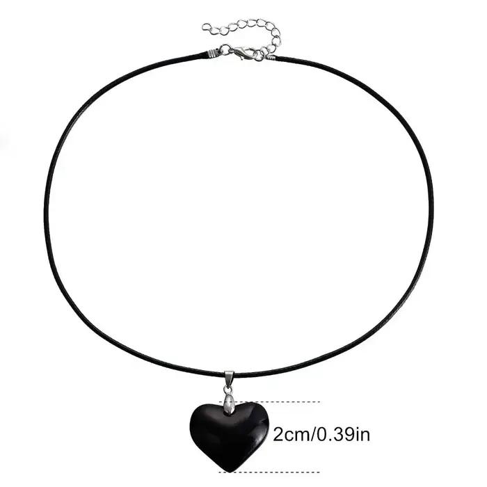Punk coeur cristal collier gothique corde chaîne rouge
