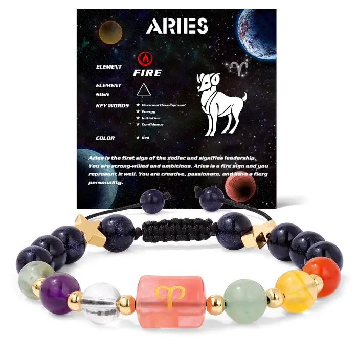 Bracelet verseau mélange pierre naturelle quartz perles de cristal 12 signes du zodiaque Constellati