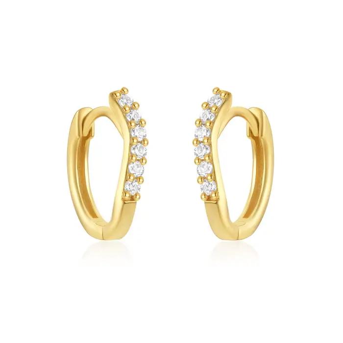 ROGHTS-Boucles d'oreilles en argent regardé 925 pour femme, vague irrégulière, micro incrusté, cercl