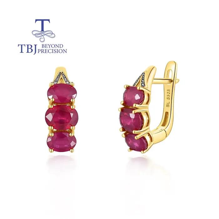 Boucles d'oreilles en rubis naturel précieux et élégant, en argent sterling 925, luxe léger, bijoux
