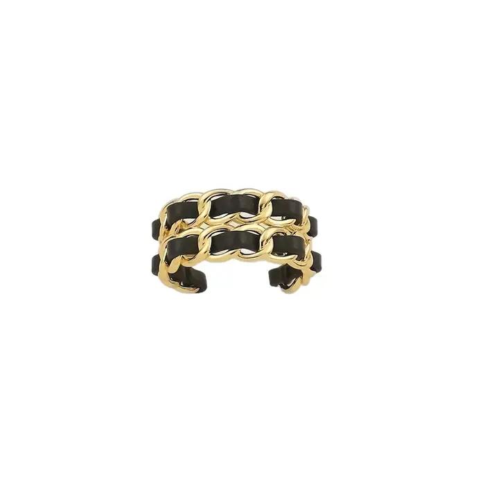 Bague en cuir doré haut de gamme pour femmes élégantes design moderne et sensation de luxe pour toutes occasions
