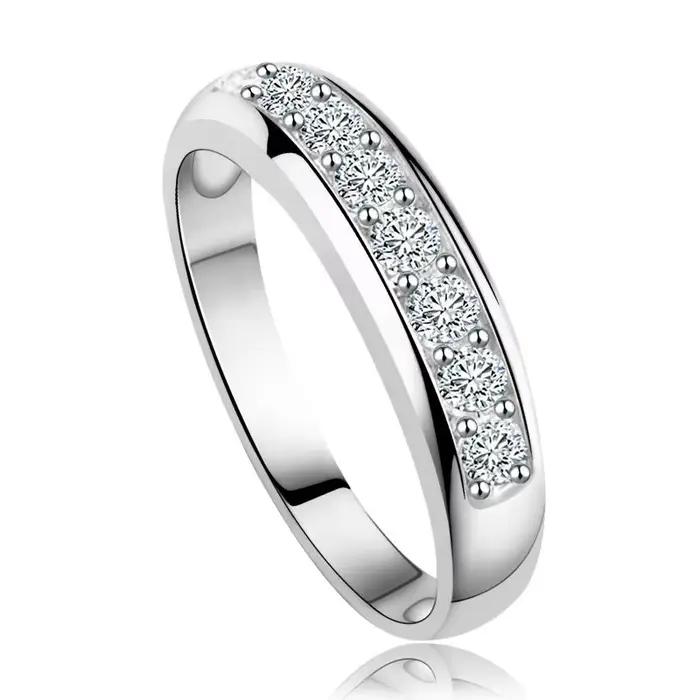 Bague en argent sterling S925 avec barre de diamants, une seule rangée, pour fiançailles, éternité,