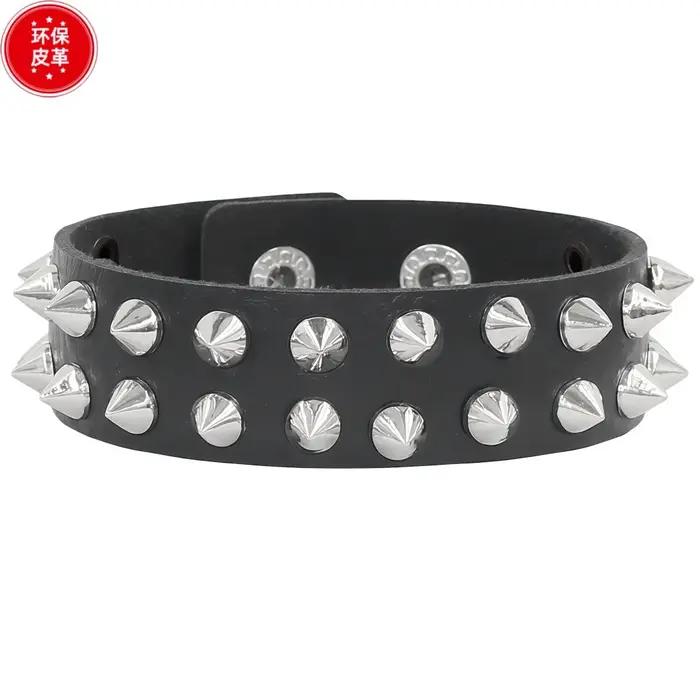 DIEZI – Bracelet gothique Punk Vintage pour hommes et femmes, en cuir PU noir, avec rivets, bijoux H