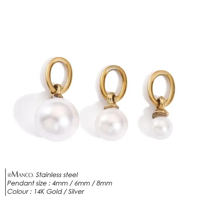 EManco – Lot de 3 breloques en perles d'imitation cultivées avec anneaux de jonction en acier inoxydable pour colliers