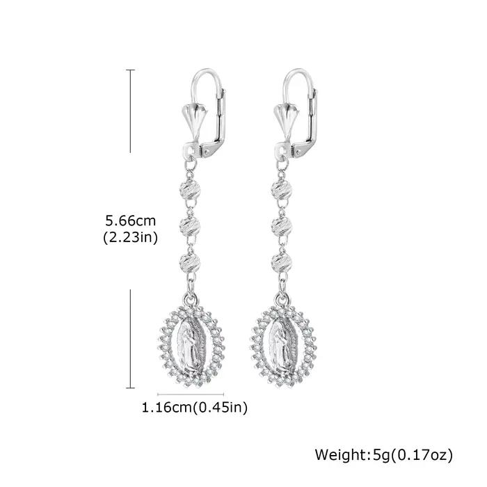 Boucles d'oreilles pendantes vintage religieuses de la vierge marie pour femmes, boucles d'oreilles