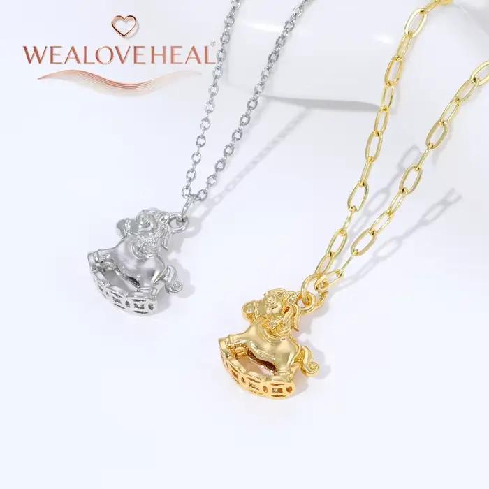 Colliers avec pendentifs de cheval en forme d'animal mignon, collier avec pendentif tête de cheval en laiton plaqué or 18 carats pour femmes/hommes, colliers de bijoux