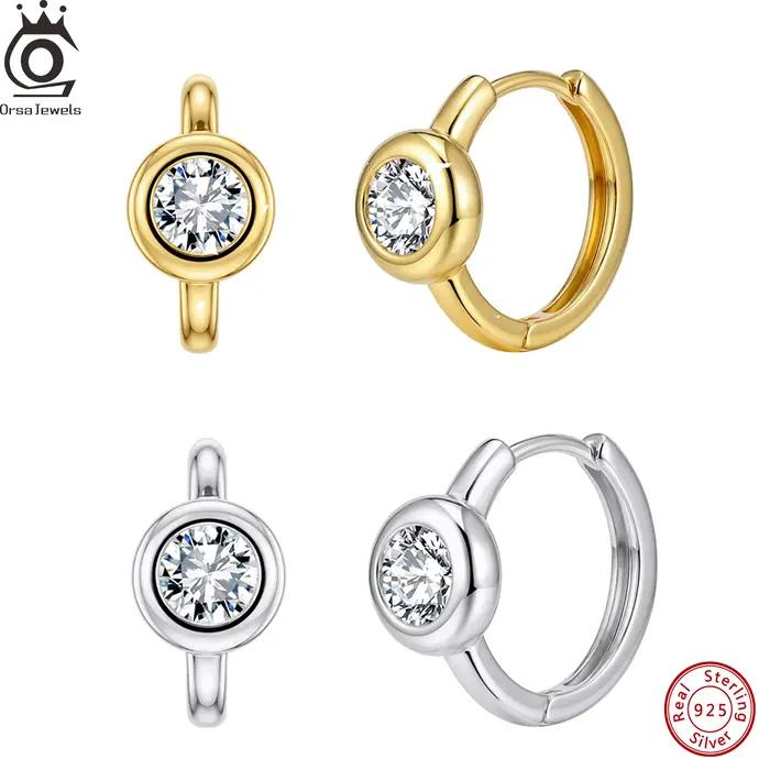ORSA JEWELS – boucles d'oreilles exquises en argent 925, couleur D, Moissanite, pour femmes, bijoux de mariage brillants en diamant Moissanite, MOE23
