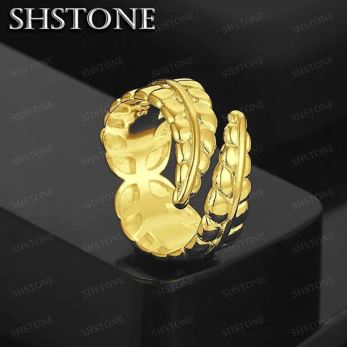 Bague en or 18 carats avec plume dorée pour femmes