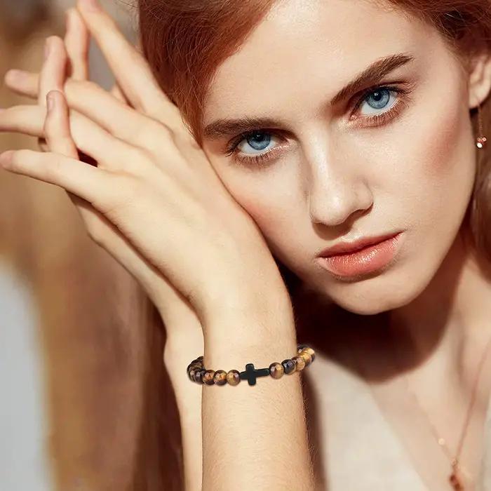 Bracelet de méditation en pierre naturelle et cuivre plaqué pour hommes et femmes, style moderne et traditionnel, idéal pour la prière et la méditation