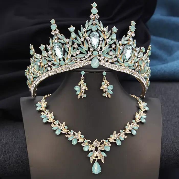 Diadèmes et couronnes de mariée avec ensemble collier et boucles d'oreilles pour femmes