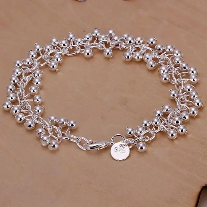 Bracelets à breloques en argent regardé 925 pour femme, chaîne de perles fines, mode mignonne, belle