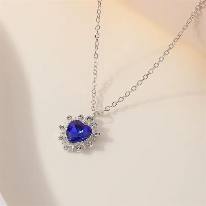 Aihua nouveau Titanic coeur d'océan bleu amour pour toujours pendentif collier pour femmes filles fête Festival bijoux cadeaux