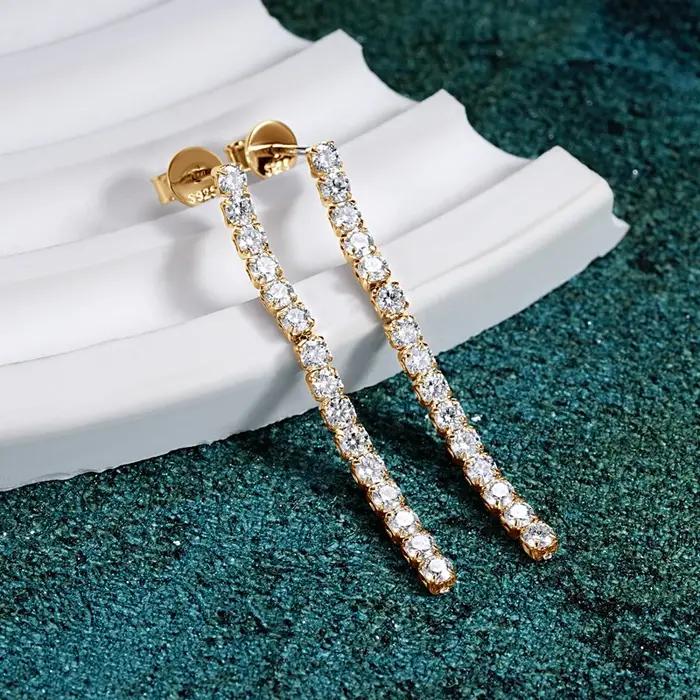 IOGOU 2.5mm 1.80cttw Moissanite boucles d'oreilles tendance 2024 Original et pur 925 en argent Sterling longues