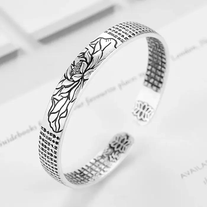 Bracelet jonc rond tendance en argent sterling 925