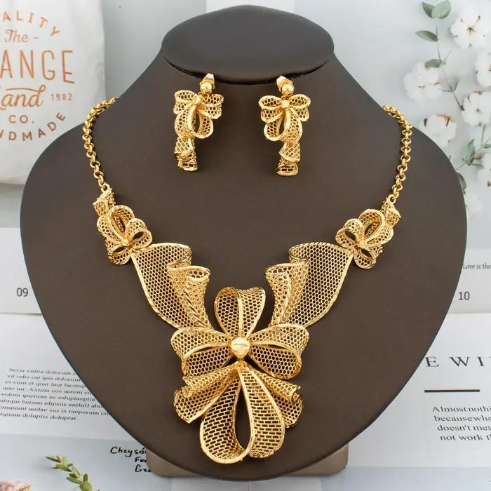 Ensemble de bijoux de luxe plaqué or pour femme