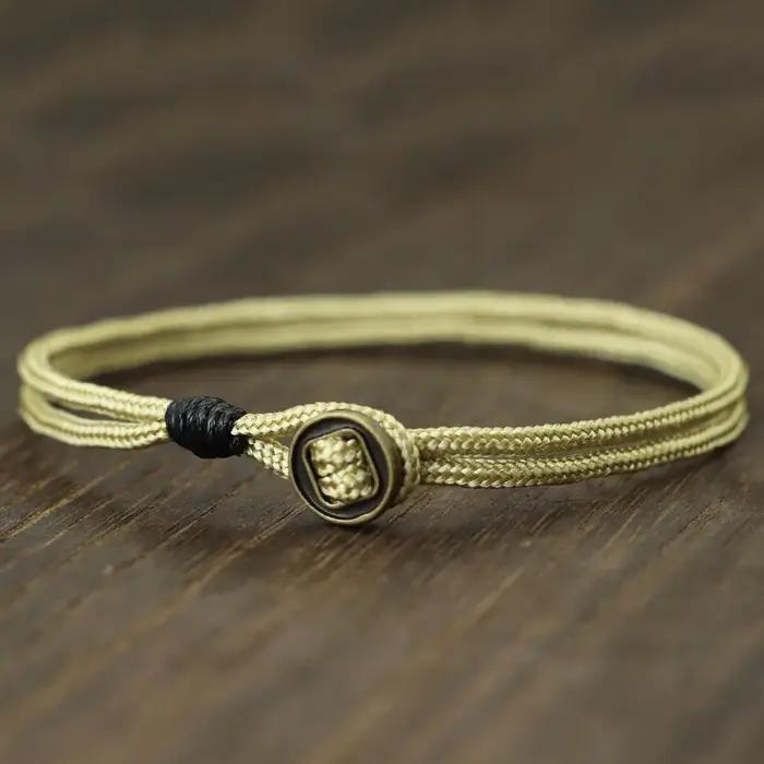 Bracelet en corde bicouche nautique homme, rétro, géométrique, corde, alliage de zinc, facile à détacher, pour hommes, occasions spéciales, plage, surf