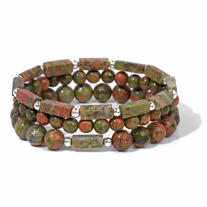 Bracelets à perles en Rhodonite pour hommes et femmes