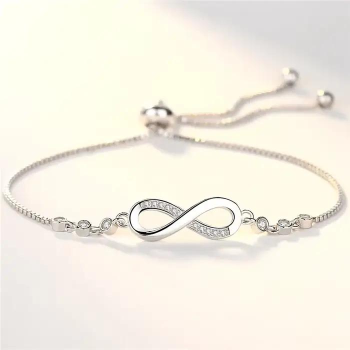 Bracelets fins en argent Sterling 925 et cristal pour femmes