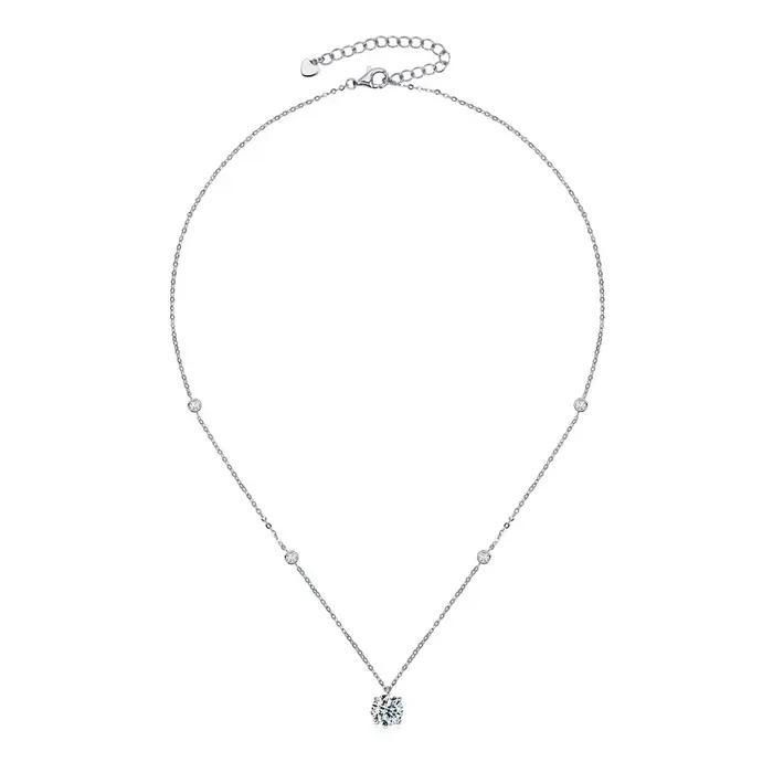 Collier Moissanite Serenity 2ct pour Femme Pendentif en Argent Sterling S925 Diamant de Laboratoire Scintillant Bijou de Luxe Occasions Spéciales