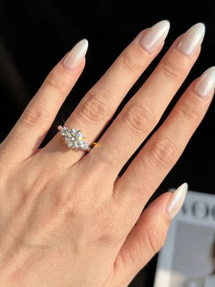 Bague ronde en diamant Moissanite 1CT pour femmes