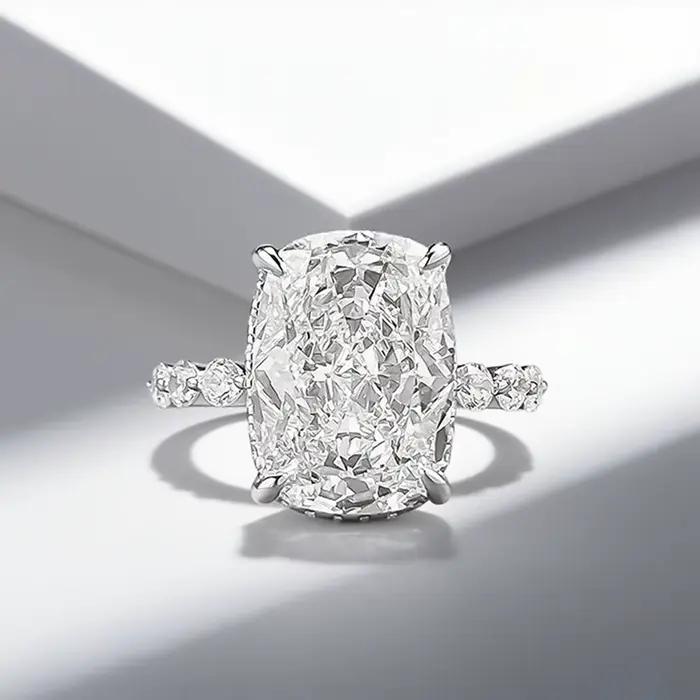 Vinregem – bague de fiançailles en argent Sterling 925 pour femmes, saphir de laboratoire 10x14 MM,