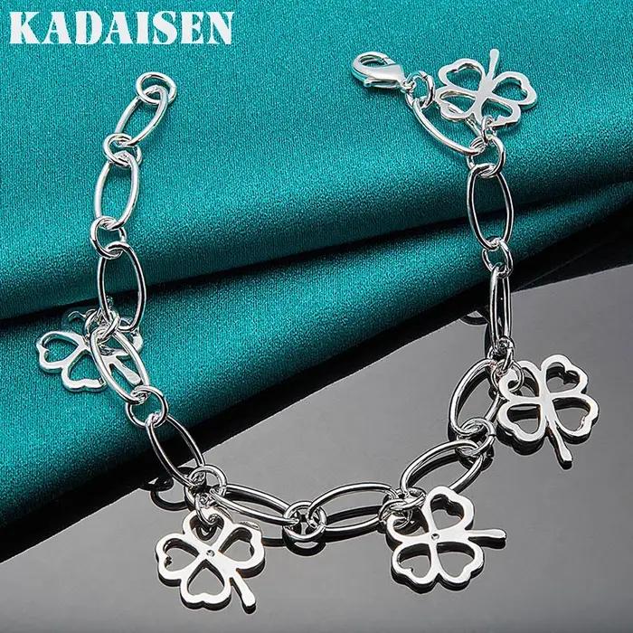 Bracelet trèfle en argent sterling 925 bijou de charme pour femmes occasions spéciales mariage fête