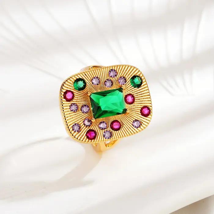 Foyimagination-Ensembles de bijoux rétro émeraude pour femmes
