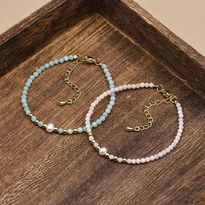 Bracelet élégant pour femme pierre naturelle cornaline péridot perles rondes à facettes et perles d'eau douce usage quotidien occasions spéciales