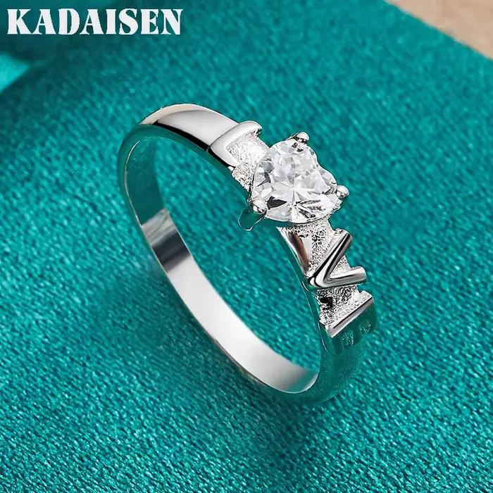 Argent sterling 925 LOVE AAAAA Zircon 7-10 # Bague pour femmes