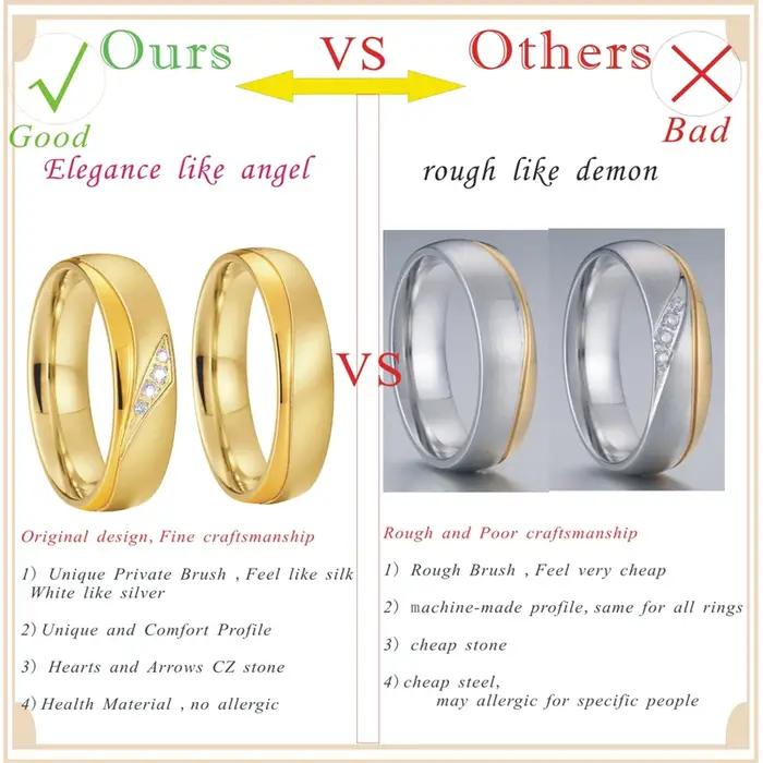 Anneau de mariage en acier inoxydable plaqué or rose pour homme et femme, alliances de fiançailles, mariage et anniversaire, zirconium blanc, largeur 6mm, classique et élégant