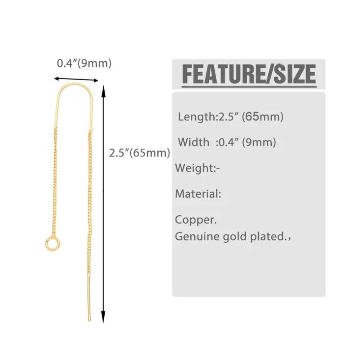 OCESRIO longue chaîne cuivre plaqué or CZ boucles d'oreilles crochets pour bricolage
