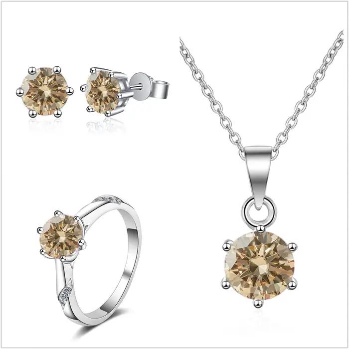 Ensemble de bijoux en Moissanite véritable pour femmes