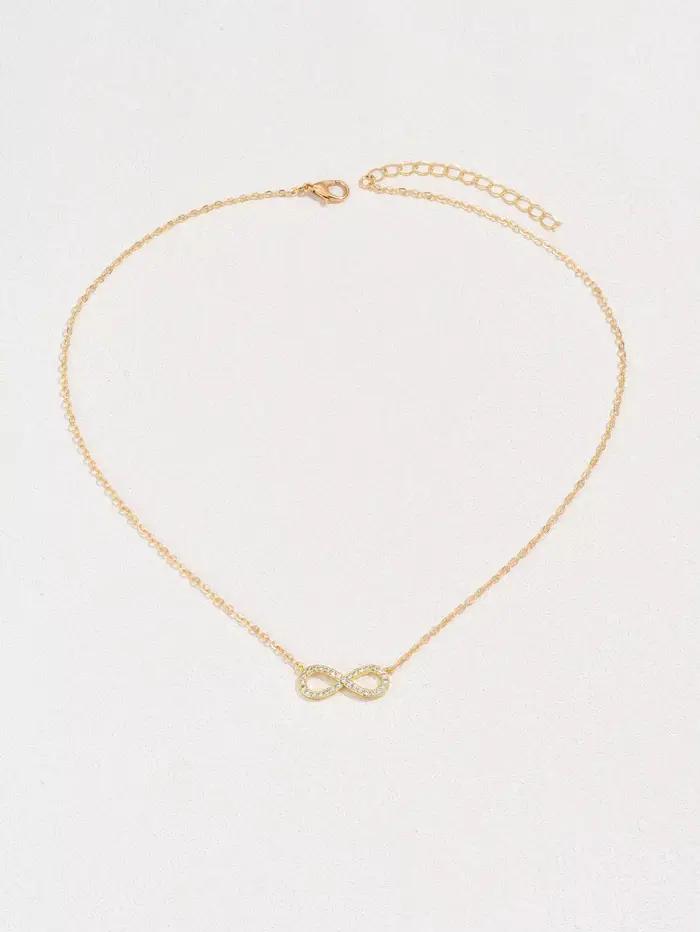 Collier avec pendentif infini en acier inoxydable pour femmes, Simple, classique, porte-bonheur, Zircon, Love You Forever, bijoux, cadeau d'anniversaire