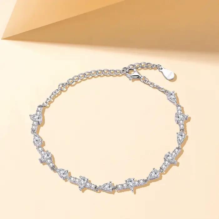 Vinregem laboratoire créé saphir pierres précieuses mode Bracelets bracelet 100% 925 en argent Sterling bijoux fins pour les femmes cadeaux en gros