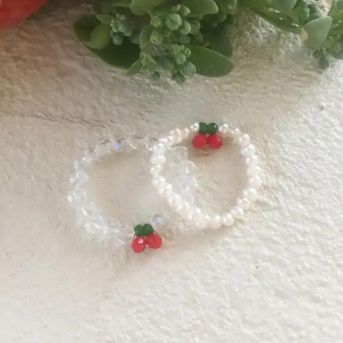 Bagues élastiques minimalistes en forme de cerise rouge pour femmes, idéales pour occasions spéciales et soirées de gala