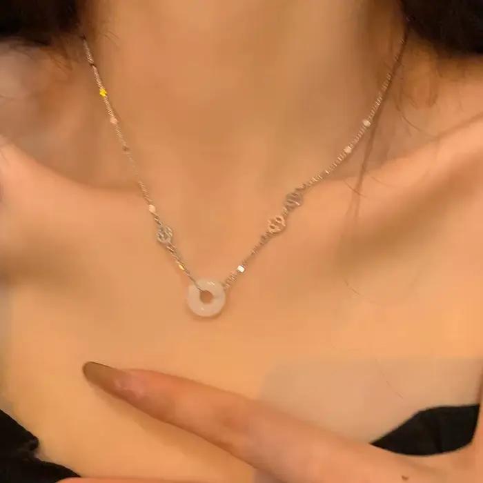 Printemps fleurs colorées amour pendentif collier en acier inoxydable chaîne de perles collier cadeau bijoux nouvelle mode cadeau de mariage