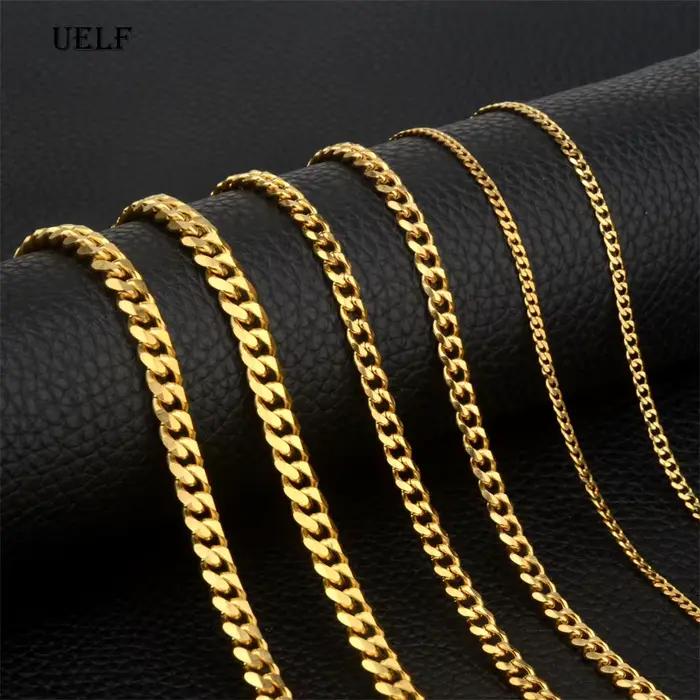 Collier en acier inoxydable avec maillons cubains pour homme et femme en or, argent ou noir pour différentes occasions et styles