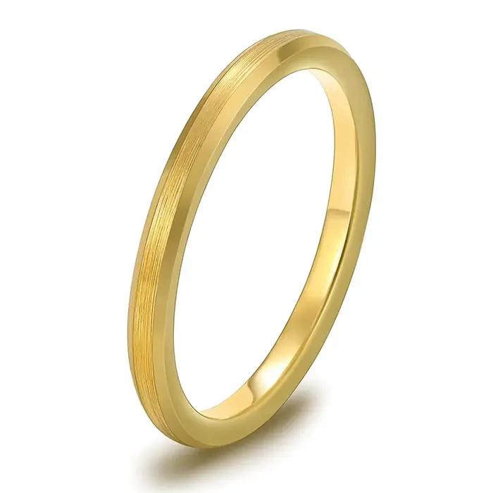 Bague de mariage plaquée or Tigrade pour femmes, largeur 2/4/6/8 mm, bague en tungstène brossé pour