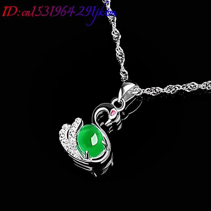 Collier pendentif en argent 925, amulette verte naturelle, pierre précieuse sculptée, breloque, accessoires de mode, bijoux réels