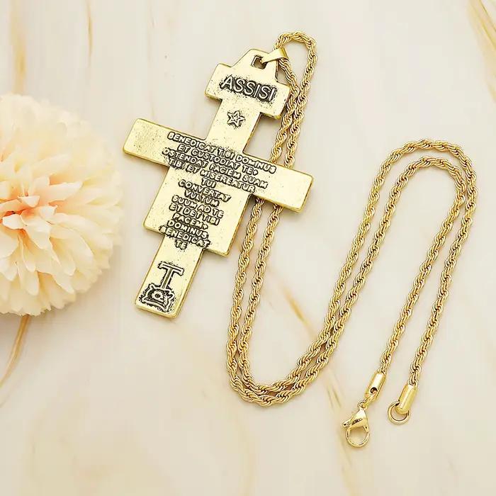 Collier Vintage en forme de croix Saint-Saint François d'Assisi Tau San Damiano