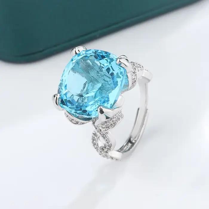 Bague en argent 925 sertie de Zircon AAA pour femmes élégante et brillante occasion d'engagement fiançailles mariage