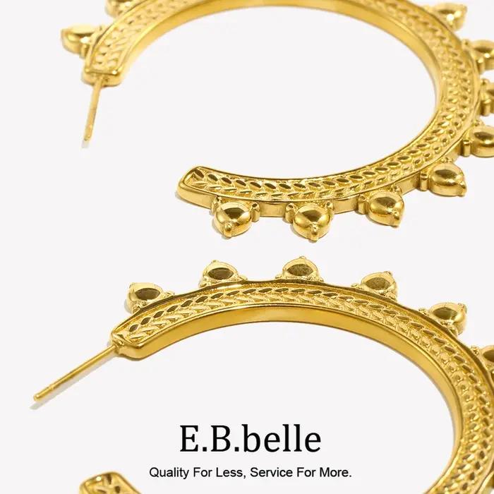 Boucles d'oreilles créoles en acier inoxydable et titane avec motif oreille de blé pour femmes occasions spéciales