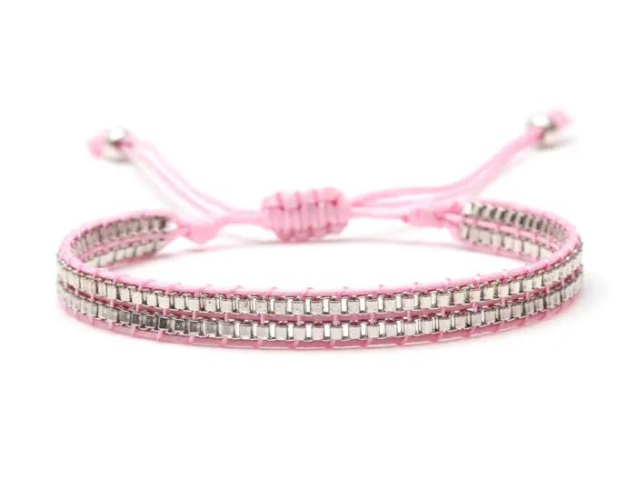 Bracelet en Verre Tissé à Deux Couches pour Homme et Femme, Bijou Ajustable avec Nministériels d Vert, Noir, Bleu, Beige, Style Japonais Boho, Ata Yuki