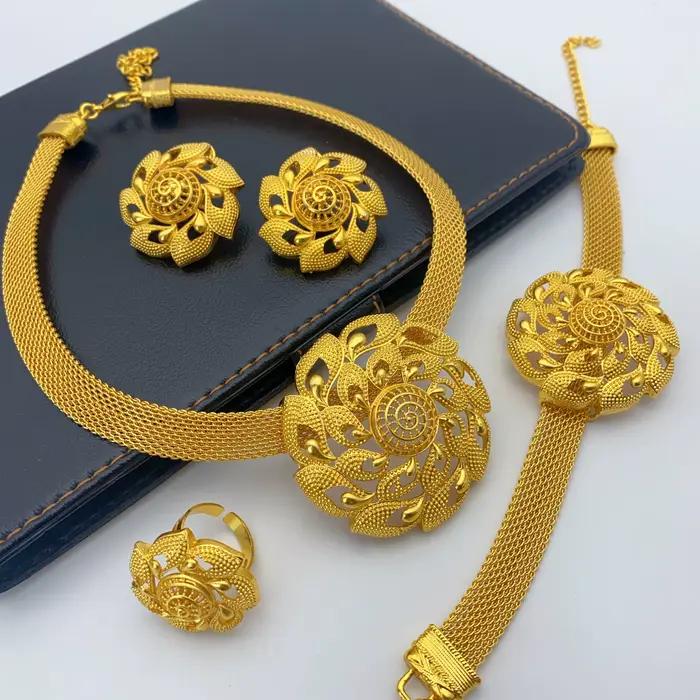 Ensemble de bijoux couleur or arabe pour femmes