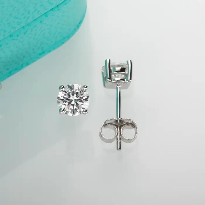 AnuJewel 4mm D couleur Moissanite diamant classique 925 en argent Sterling boucle d'oreille pour femme bijoux fins en gros