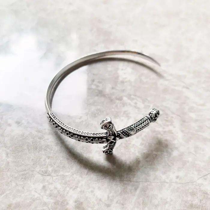 Bracelet en argent Sterling 925 avec épée royale pour hommes et femmes bijou vintage style Vendange occasion spéciale